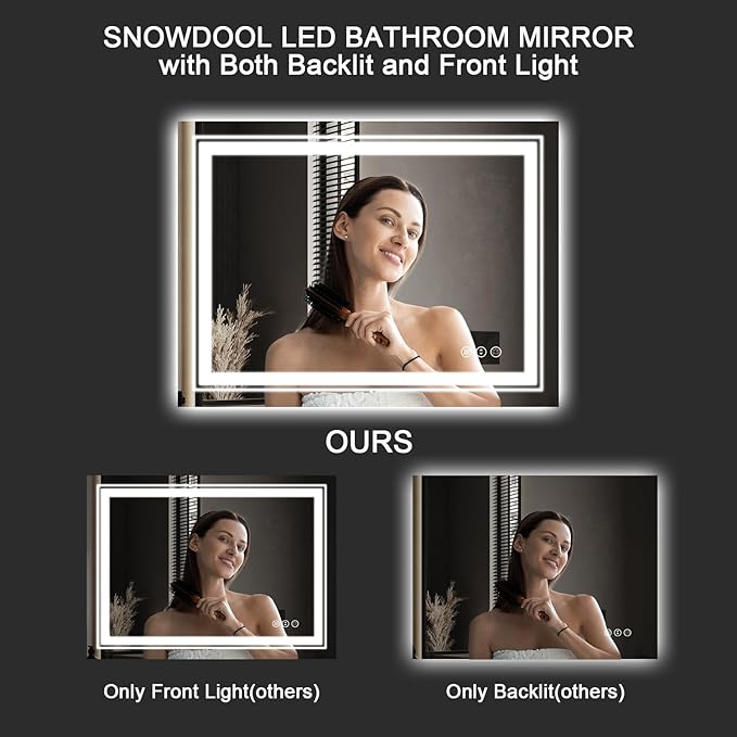 LED Bathroom Mirror, 88"x38" with Front and Backlit, Anti-Fog, Large Bathroom Vanity Mirror for Wall, Memory Function, Stepless Dimmable, Tempered Glass (Horizontal/Vertical)