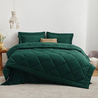 Love's cabin California King Comforter Set Dark Green, 7 Pieces California King Bed in a Bag, All Season Bedding Sets with 1 Comforter, 1 Flat Sheet, 1 Fitted Sheet, 2 Pillowcase and 2 Pillow Sham