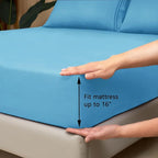 Mejoroom Twin Sheet Set - Hotel Collection Twin Sheets - Bedding Sheets & Pillowcases with Deep Pocket Fitted Sheet, Breathable, Wrinkle & Fade Resistant - 3 Piece(Denim Blue)