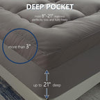 Marine Moon Mattress Topper King Cooling Bed Topper, Extra Thick Soft Mattress Pad Cover, Plush Hotel Quality Down Alternative Pillow Top Mattress Topper for Back Pain Relief with Deep Pocket, Grey