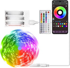 RUISHINE Battery Operated LED Strip Lights 32.8ft, Battery Powered Led Strip Lights for Bedroom Color Changing APP Remote, USB Led Lights for TV, Room, Kitchen, Party