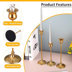 Taper Candle Holder Tall Vintage Metal Candlestick Holders Candle Stick Candelabra for Halloween Thanksgiving Christmas Holiday Wedding (Gold, 2 Sets (6 pcs))