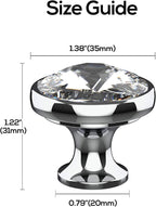Alzassbg 10 Pack Clear Crystal with Nickel Plated Base Cabinet Knobs, 1-3/8 Inch (35mm) Diameter Cabinet Hardware Round Crystal Knobs for Drawers AL1011