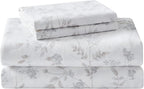 Laura Ashley - Flannel Sheets Full Size, Anti-Pilling & Wrinkle Resistant Cotton, Touchably Soft for All-Season Comfort - Bed Sheets with Matching Pillowcases & Fitted Sheet (Fawna Grey)