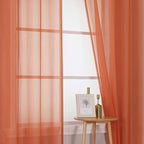 KEQIAOSUOCAI Patio Door Sheer Curtain Panels - Ceiling to Floor Extra Long Voile Drape Curtains Window Treatment for Sliding Glass Door (Burnt Orange,2 Pieces,W 54 x L 108 inches)