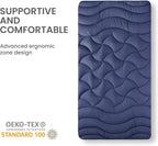 SLEEP ZONE Twin XL Cooling Mattress Topper for College Dorm, Premium Zoned Cool Mattress Pad Cover, Padded Mattress Protector Breathable Washable, Deep Pocket 8-21" (Navy, Twin XL)