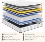 Vesgantti Full Size Mattress, 10 Inch Hybrid Full Mattress in a Box, Pillow Top Double Bed Mattresses, Foam and Pocket Coils Innerspring Mattresses, Pressure Relief, Medium Firm Plush Feel