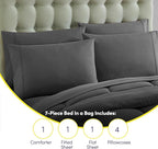 Full Size Comforter Set with Sheets - 7-Piece Bedding Collection - 1 Comforter, 1 Fitted Sheet, 1 Flat, 4 Pillowcases - Deep Pocket - Soft & Breathable Premium Quality - Ideal for All Seasons, Gray