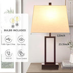 Touch Control Table Lamps Set of 2, Modern Brown Bedside Lamps with USB A+C Ports & AC Outlet, 3 Way Dimmable Contemporary Nightstand Lamps for Bedroom Living Room(LED Bulb Included)