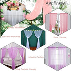 Akiky Canopy Bed Curtain with Lights Bed Drapes for Girls Adults Soft Bed Canopy Scarf for Bed Room Decoration (King, Coffee)