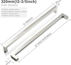 Cabinet Pulls Brushed Nickel Cabinet Handles Square Drawer Pulls, 30 Pack 12-3/5 Inch Stainless Steel Kitchen Door Cupboard Handles, Cabinet Hardware Drawer Handles, 320mm Hole Centers