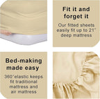 Bedecor Air Bed Sheets for Mattress Cover Removable Bed and Elastic Band Super Soft and Breathable & Deep up to 21" Beige King