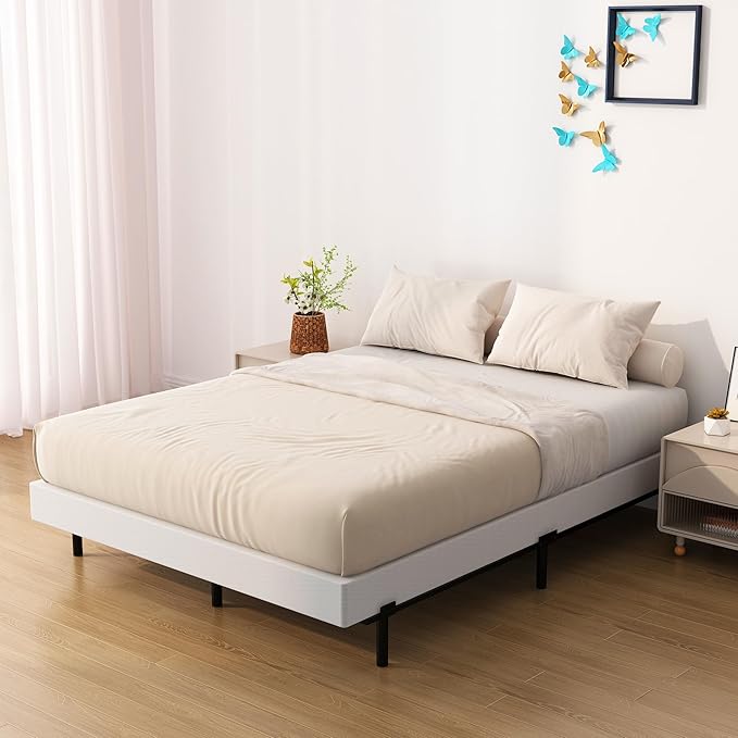 King Box Spring Bed Base 6 Inch, Low Profile Metal Box Spring King with Fabric Cover, 3000 Lbs Max Weight Capacity Mattress Foundation, Noise-Free, Easy Assembly