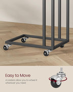 VASAGLE End Table, C Shaped TV Tray with Metal Frame Rolling Casters for Coffee Laptop Mobile Tablet, Industrial Side Table for Living Room Bedroom, 19.7 x 13.8 x 23.6 Inches, Ebony Black, ULNT050B56