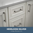 Franklin Brass - Francisco Heirloom Silver Cabinet Handles 4 Inch (4") Hole Center Pulls | Easy Install, Durable Hardware for Kitchen Cabinet Door, Drawers, Dresser Pull, Furniture (10 Pack)
