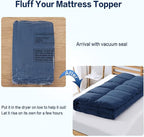 SOPAT Mattress Topper Full Size Extra Thick Mattress Pad 8-21" Deep Pocket Soft Down Alternative Fill Mattress Protector Pillow Top Mattress Cover (54x75 Inches, Navy Blue)