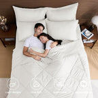 HEVUMYI Ivory Twin Comforter Set - 5-Piece All Season Bed in a Bag Twin, Ultra Soft Bedding Set with Comforter, Flat Sheet, Fitted Sheet, Pillowcases, Pillow Shams