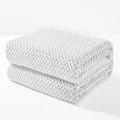 Exclusivo Mezcla Fleece Bed Blanket Queen Size, Super Soft and Warm Blankets for Couch, Sofa and Bed Waffle Textured, Cozy, Fuzzy and Lightweight (Mixed Light Grey, 90x90 Inches)