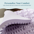 LUCID Zoned Memory Foam Mattress Topper, Queen, Lavender