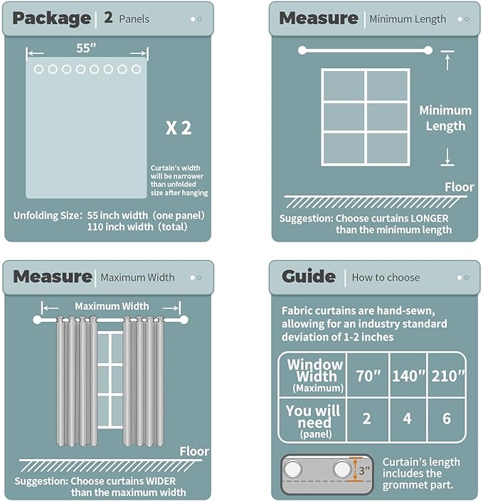BGment Green Blackout Curtains for Bedroom - Grommet Thermal Insulated Room Darkening Window Curtains, Set of 2 Panels, Each 55 x 69 Inch