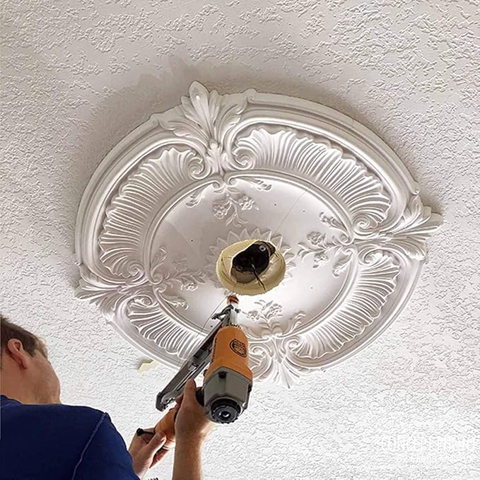 Ekena Millwork CM12BRPTF 12 1/2"OD X 3 7/8"ID X 3/4"P Bradford Ceiling Medallion Fits Canopies Up to 6 5/8", Painted Turtle