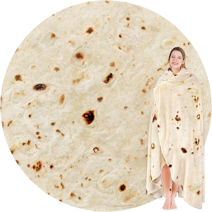Jorbest Burrito Tortilla Throw Blanket Birthday Gifts for Women Men Teen Boys Girls, Novelty Tortilla Food Blanket Funny Gifts for Adult Kids, 285 GSM Soft Flannel Taco Blanket (Yellow, 60 inches)