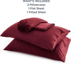 Bedsure Full Size Bed Sheets, Cooling Sheets, Rayon Derived from Bamboo, Breathable & Soft, Deep Pocket Up to 16 Inches, Hotel Luxury Silky Bedding for Hot Sleepers, Burgundy