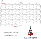 Minetom Clear Christmas Lights 2 Pack 26.5 Feet 100 Counts Mini String Lights Waterproof for Indoor Outdoor Patio Wreath Garden Wedding Party Thanksgiving Holiday Xmas Tree Decorations, Multicolored