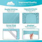 DREAMCARE Full Size Sheets Set - 6 Pcs Deep Pocket Cooling Bed Sheets - Soft, Long Lasting 100% Brushed Microfiber with Side Pocket (Spa Blue, Full)