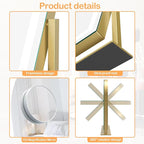 Makeup Vanity Mirror with Lights 17.2" Large LED Lighted Mirror, Hollywood Make Up Mirror with Lighting, Smart Touch,Detachable 5X Magnification 360° Rotation, (Gold,Gift Box)