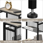 Small Side Table Set of 2 for Small Space, 3-Tier Narrow End Table with Magazine Holder, Slim Nightstand, Skinny Snack Couch Table in Living Room, Bedroom, Kitchen and Balcony (Greige)