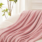 Exclusivo Mezcla Fleece Bed Blanket Queen Size, Super Soft and Warm Blankets for Couch, Sofa and Bed Waffle Textured, Cozy, Fuzzy and Lightweight (Dusty Pink, 90x90 Inches)