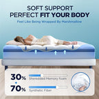 Premium Memory Foam Mattress Topper Queen for Ultra Comfort, 2 Inch Plush Pillow Top Queen Mattress Topper with Breathable Air Mesh Sides, Soft Mattress Pad Cover with Deep Pocket Fits 6-21" Mattress