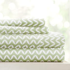 Linen Market Double-Brushed Patterned Microfiber Twin Sheet Set 3 Piece – Oeko-TEX Certified Ultra Soft & Wrinkle-Free - 16" Deep Pocket Sheets - Easy Care Twin Size - Puffed Chevron Sage