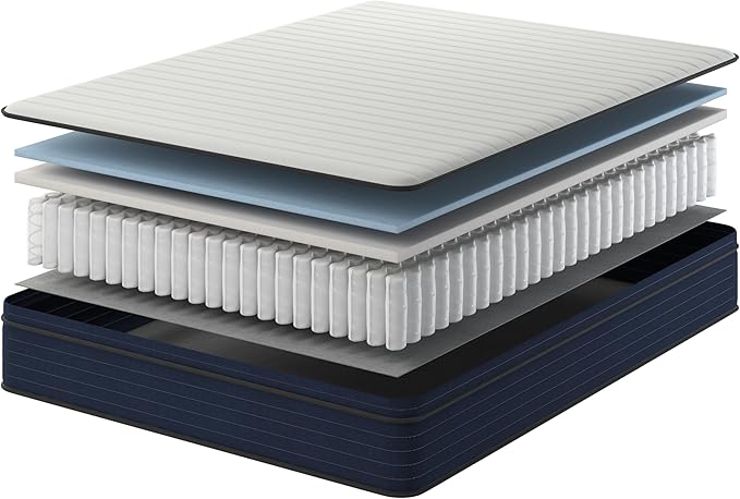NapQueen King Size, 12 Inch New Victoria Hybrid Cooling Gel Infused Pocket Spring and Memory Foam Mattress, Bed in a Box, CertiPUR-US Certified