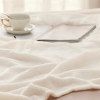 Bedsure GentleSoft Fleece Blanket Twin Size Cream - 300GSM Lightweight Plush Fuzzy Cozy Soft Warm Blanket for Bed, Sofa, Couch, Travel, Camping, 60x80 inches