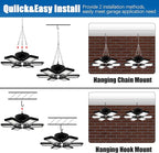 LED Garage Lights 4 Pack -180W, 18000LM 6500K Led Shop Light with 6+1 Deformable Panels, Basement Barn Light Garage Ceiling Lights, E26/E27 for Garage, Warehouse, Shop, Basement