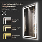 48"X32" LED Bathroom Mirror with Front Lights and Backlit, Anti-Fog, Dimmable, Shatter-Proof Tempered Glass, Lighted Bathroom Vanity Mirror for Wall with 3 Colors, Memory Function