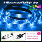 HOUHUI LED Strip Lights Kit, 2x6.56Ft RGB LED Lights Strip for 40-60in TV LED Backlight, Color Changing Strip Light Waterproof IP65 with Remote, USB TV Lights Bias Lighting for Home PC Monitor Desk