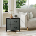 Somdot Nightstand Set of 2, Small Dresser for Bedroom with 2 Drawers, Bedside Table Night Stand End Table with Fabric Bins for Bedroom Kids Closet Dorm Guest Room, Charcoal Grey