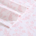 Laura Ashley - Flannel Sheets Full Size, Anti-Pilling & Wrinkle Resistant Cotton, Touchably Soft for All-Season Comfort - Bed Sheets with Matching Pillowcases & Fitted Sheet (Antoinette Pink)