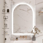 Niccy Arched LED Bathroom Mirror, 32x20 Inch Arch Frameless Backlit Mirrors for Wall Arched Lighted Vanity Mirrors Defogger and 3 Color, Explosion-Proof, HD Glass and IP65 Waterproof