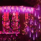 Kwaiffeo Purple Christmas Lights Outdoor, 16 Tubes Meteor Shower Light (Equivalent to 2 Sets of 8-Tube) for Halloween Christmas Decorations Yard Outside, UL Plug