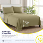 Split King Sheets - Breathable Luxury Sheets with Full Elastic & Secure Corner Straps Built In - 1800 Supreme Collection Extra Soft Deep Pocket Bedding Set, Sheet Set, Split King Size, Sage