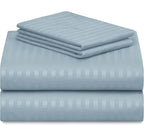 LuxClub 4 PC King Size Sheet Set Bed Sheets, Breathable Luxury Deep Pockets Wrinkle Free Cooling Sheets Machine Washable Hotel Bedding (King, Striped Light Blue)