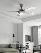 warmiplanet Ceiling Fans with Lights and Remote Control, 52 Inch, 6 Speeds Reversible DC Motor, 3 Color Dimmable Light, Timer, Noiseless, Brushed Nickel, 5 Blades, 2 Pack