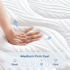 Vesgantti King Mattress, 10 Inch Hybrid King Size Mattress with Memory Foam and Individually Pocket Spring, Pressure Relief and Supportive, Medium Firm Feel, Mattress in a Box