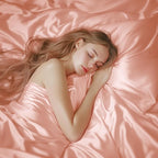 Love's cabin Full Size Satin Sheet Sets - 4 Piece Coral Silky Satin Sheet Set Full with Deep Pocket, Luxury Silk Feel Satin Bed Sheets Full Bedding Set (1 Flat Sheet,1 Fitted Sheet,2 Pillow Cases)