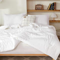 Litanika White Comforters Oversized Queen Size, 3 Pieces Lightweight Solid Bedding Comforter Set, All Season Fluffy Bed Set (98x98In Comforter & 2 Pillowcases)