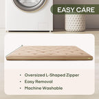 ZonLi Japanese Floor Futon Mattress Queen Size 80"x 60", 100% Cotton Cover 4'' Thicken Tatami Mattress, Foldable Sleeping Pad, Portable Dormitory Tatami Mat(Khaki)